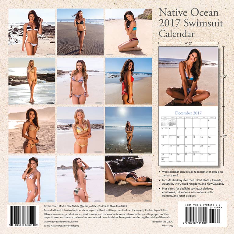 Native Ocean 2017 Swimsuit Calendar back cover